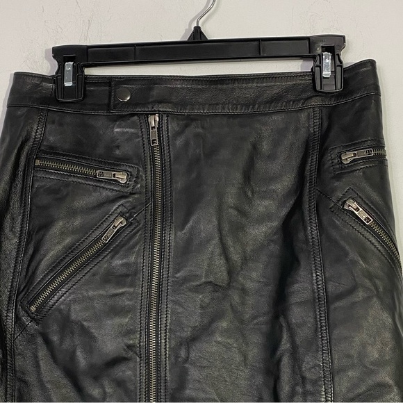 LUCKY BRAND Black Lamb Leather Moto Skirt 6 - Picture 8 of 10